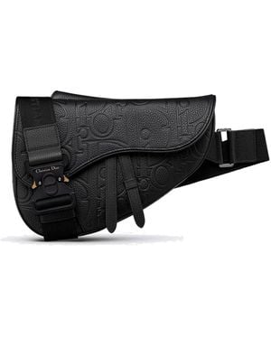 Dior Leather Saddle Bag - Black