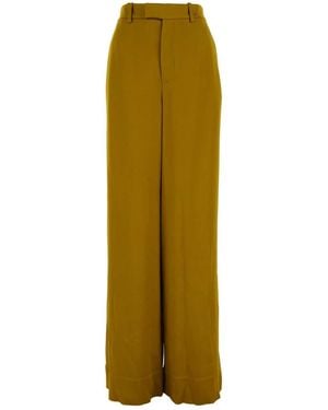 Saint Laurent Ochre Satin Wide-Leg Pant - Green