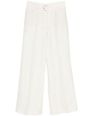 Closed Linen Blend Trousers - White