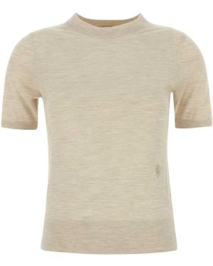 Burberry Sand Wool T-Shirt - Natural