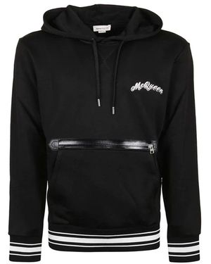 McQueen Kapuzenpullover Mit Logo Und Rippbündchen - Schwarz