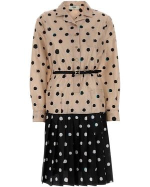 Fendi Printed Silk Dress - White
