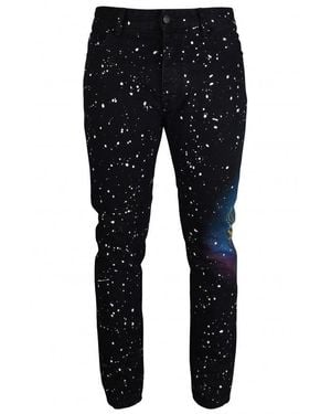 Palm Angels Distressed Graphic Print Jeans - Black
