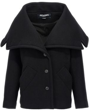 【関税&送料込】JACQUEMUS Coats Black Black 'The Caraco cropped parka' Jacket by JACQUEMUS on Sale