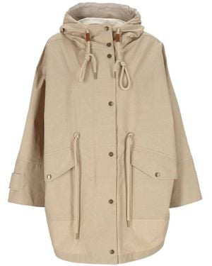 Moncler Coat With Hood - Natural