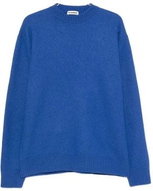 Jil Sander Wollpullover mit geripptem Saum - Blau