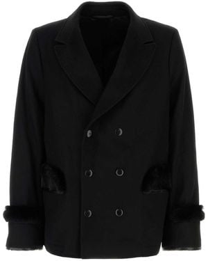 Random Identities Wool Blend Coat - Black