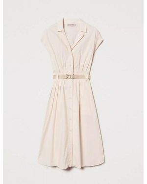 Twinset Dress With Belt - Natural