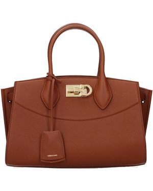 Ferragamo Handbags Leather And Brandy - Brown
