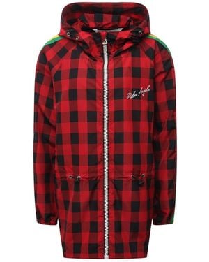 Palm Angels Windbreaker Jacket With Hood, Checkered Pattern