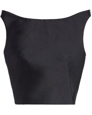 Jil Sander Top De Mezcla De Seda Con Hombros Estructurados - Azul