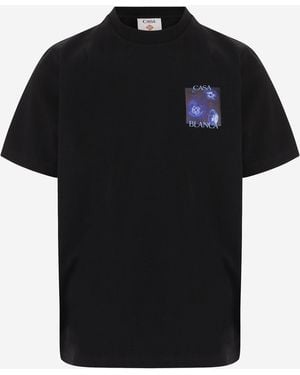 CASABLANCA Printed Cotton T Shirt - Black