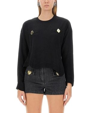 Moschino Cropped Wool Jersey Jumper - Black
