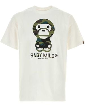 A Bathing Ape Cotton 1St Camp Baby Milo T Shirt - White