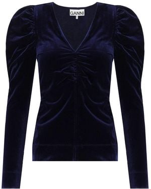 Ganni Velvet Top - Blue