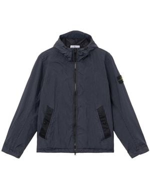 Stone Island Hooded Jacket With Wind Resistance And Anti-Drop Crinkle Reps Ny - Blue