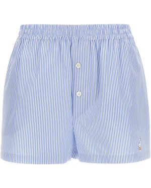 Moschino Striped Cotton Poplin Boxer Shorts - Blue