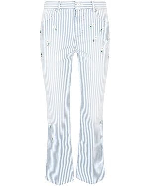 I LOVE MY PANTS Amo mis pantalones a rayas de algodón - Blanco