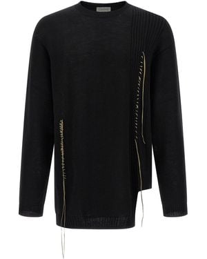 Yohji Yamamoto Hem Wool Sweater - Schwarz
