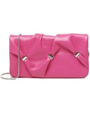 Ferragamo Pink Lambskin Brieftasche mit Schultergurt