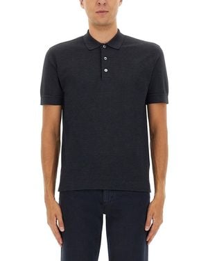 ZEGNA Cotton Blend Polo Shirt - Blue