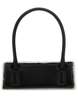 Dentro Leather Radar Shoulder Bag - Black