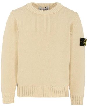 Stone Island Jersey With Logo - Natural