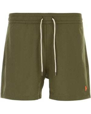 Polo Ralph Lauren Army Green Stretch Polyester Swimming Shorts