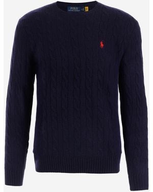 Polo Ralph Lauren Woll- und Kaschmirpullover mit Zopfmuster - Blau