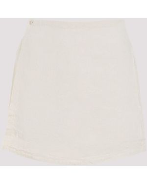 PANGAIA Bone Linen Summer Linen Wrap Shorts - White