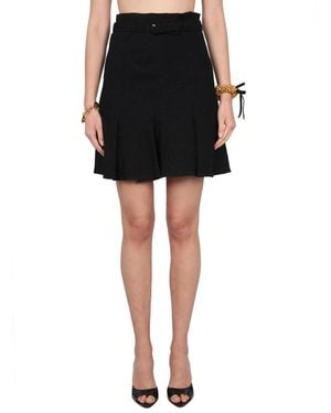 Patou Pleated Mini Skirt With Adjustable Waist Belt - Black