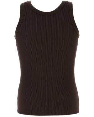 Fendi Logo Embroidered Ribbed Tank Top in Brown for Men | Lyst