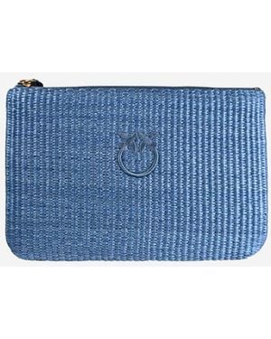 Pinko Bast-Clutch mit Logo - Blau