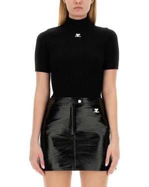 Courreges Reedition" Knitted T-Shirt - Black