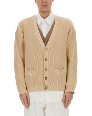 Moschino Relaxed Fit Organic Cotton Blend Cardigan - Natural