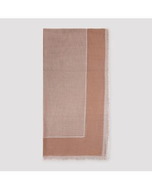 Saint Laurent Large Striped Carré Scarf - Brown
