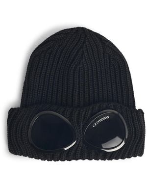 C.P. Company C.p. Bedrijf 'lens' Zwarte Wollen Beanie - Blauw