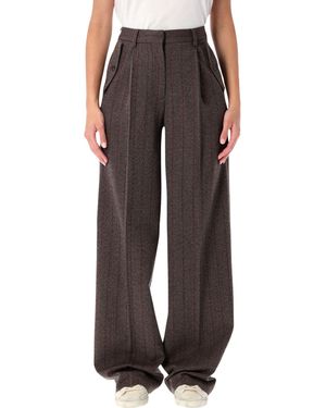 Golden Goose Pinstripe Wool Wide-Leg Trousers - Multicolour