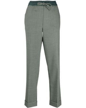 P.A.R.O.S.H. Fine-Check Tapered Cropped Pants - Gray
