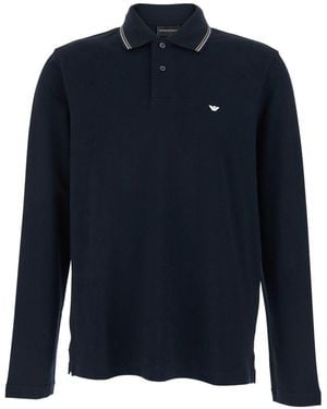 Emporio Armani Logo Cotton Polo Shirt - Blue