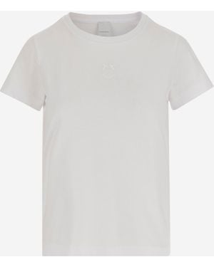 Pinko Bussolotto Cotton T Shirt With Logo - White