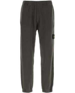 Stone Island Charcoal Cotton Joggers - Black