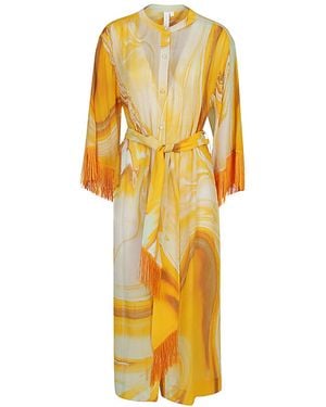 Jonathan Simkhai Odelia Cotton Blend Silk Printed Cover Up - Yellow