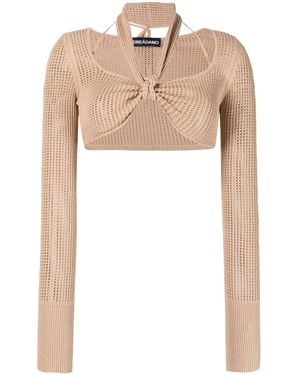 ANDREADAMO Andreadamo Crop Top mit Neckliner - Natur