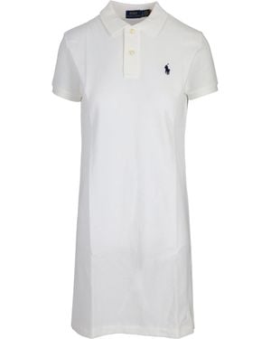 Ralph Lauren Polo Lcy Drs Kurzarm-Freizeitkleid - Weiß