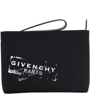 Givenchy Givenchy Logo-Print Cotton Clutch - Black