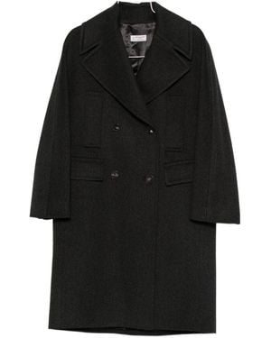 Alberto Biani Wool Double-Breasted Coat - Black
