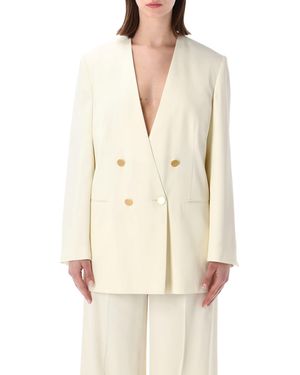 Alberta Ferretti Double-Breasted Button Blazer - White