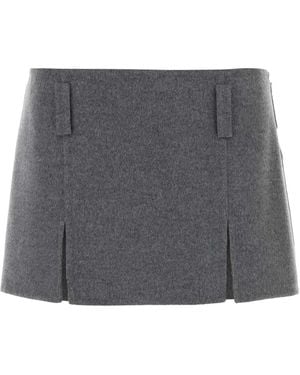 Miu Miu Wool Blend Mini Skirt - Grey