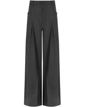 White Sand Anthracite Wide Leg Pants - Gray